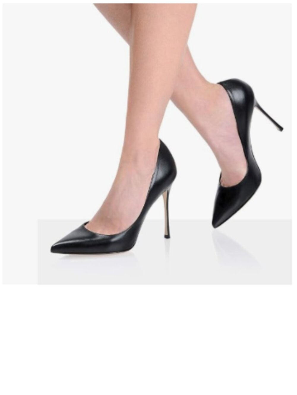 FSJ Black Pointed Toe Pumps High Heel Sexy Stilettos Slip On Office Cute Shoes